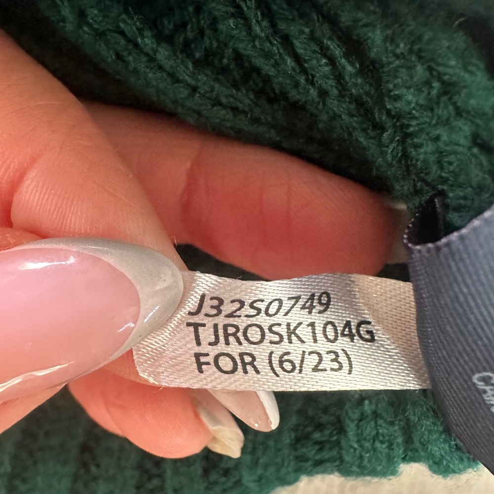 Tommy Hilfiger Green Cable Knit Crewneck Sweater chunky Cozy Preppy cute large - Picture 7 of 10